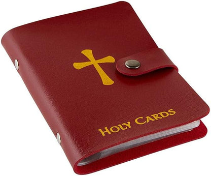 ✝️ Genuine Leather Prayer Card Holder – Pocket Holy Card Organizer with Snap Closure 🙏✨