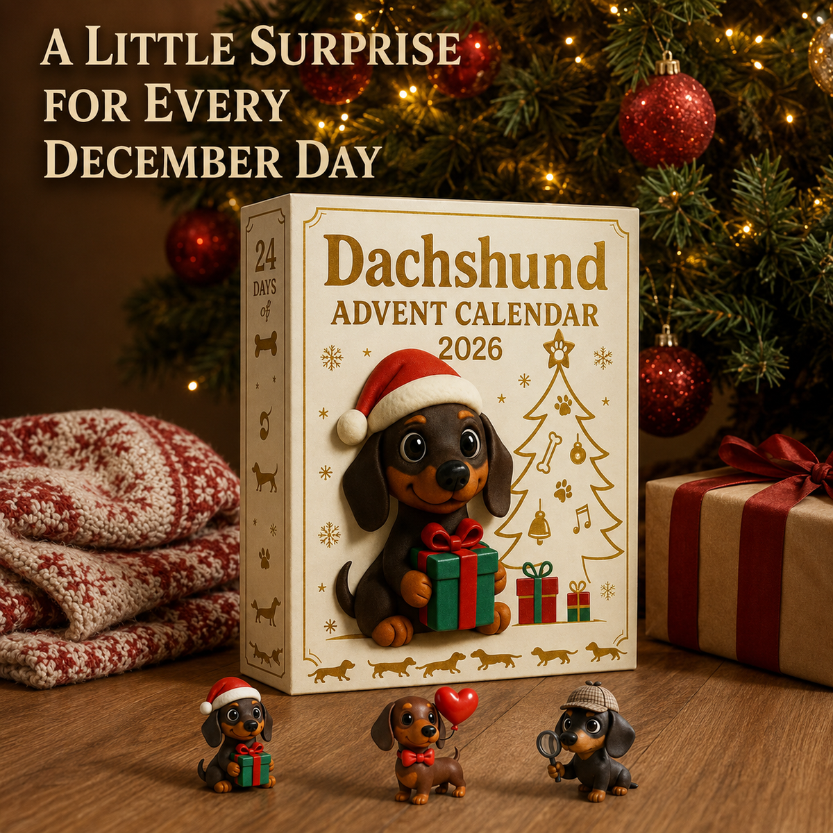💕Last Hour 50% Off-🐶3D 2026 Dachshund Advent Calendar Blind Box