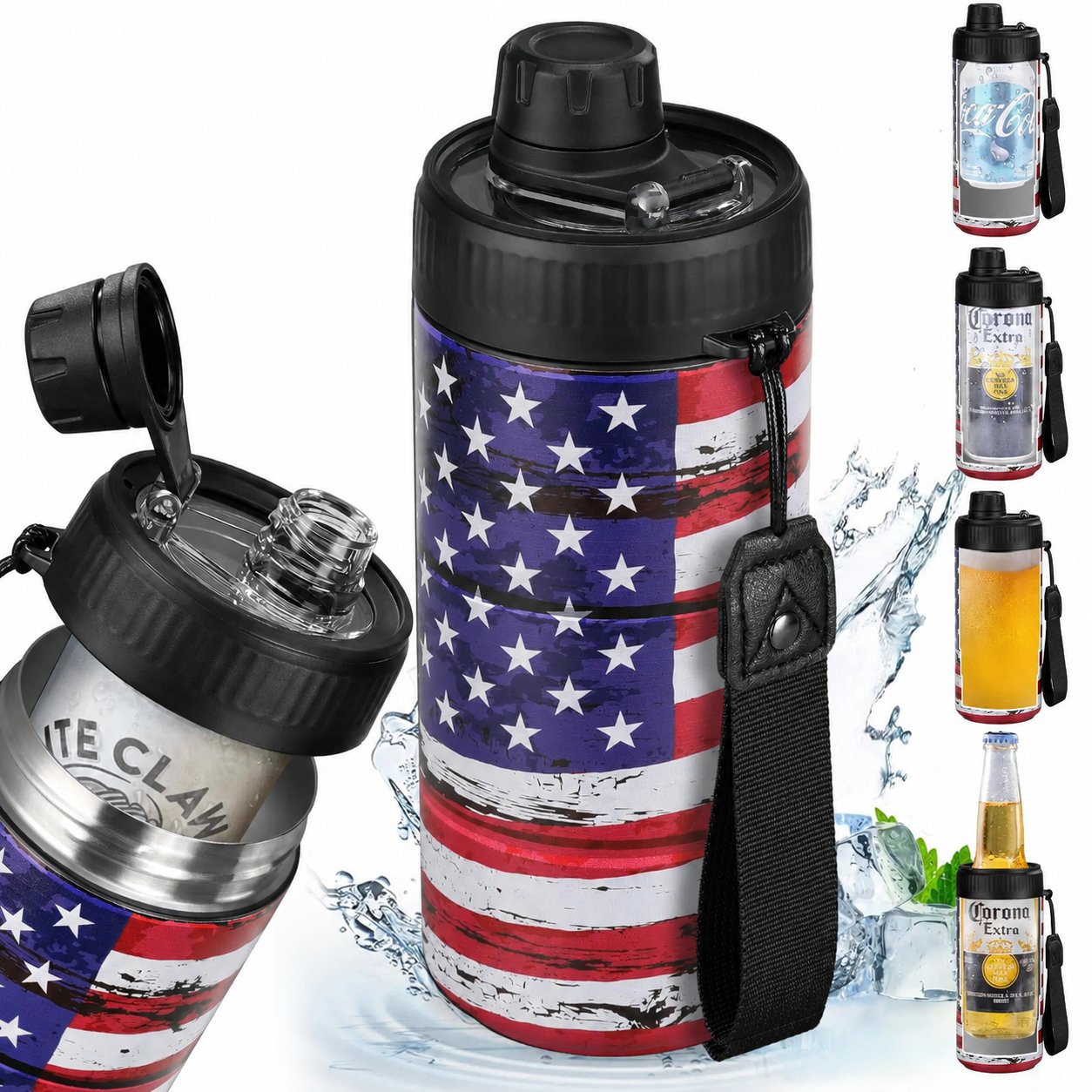 4-in-1 Insulated Tumbler Cup – Leakproof Travel Cup for Cans, Bottles & Cold Drinks