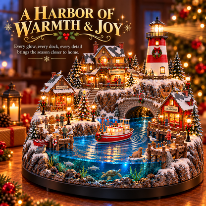 🔥 HOT SALE 49% OFF🔥 Harborlight Christmas™ — Lighted Coastal Village with Lighthouse, Fishing Boat & Underwater Scene ✨