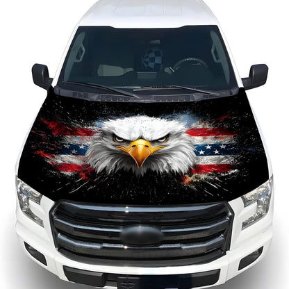 🔥65K+ Sold American Eagle Car Hood Flag Cover 🇺🇸🦅 No Glue, No Tools, Install in 1 Minute 🚗