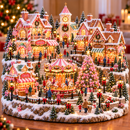 ✨ HOT SALE 49% OFF✨🎄"Candy-Bright" Christmas Market | Illuminated Miniature Christmas Town ✨