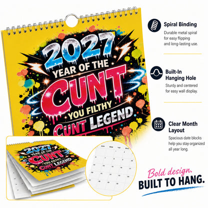 💥Early Bird Sale — 49% OFF🎁2027 Year of the Cunt Wall Calendar – Bold Graffiti Humor Calendar📆🌟