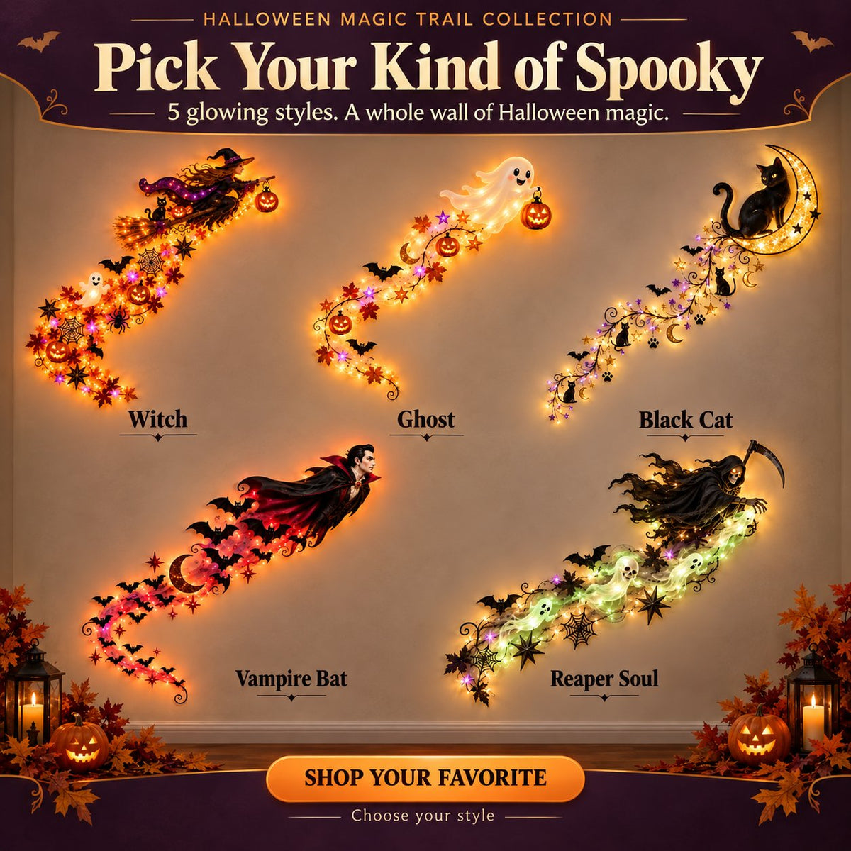 ⏰ LAST DAY 49% OFF -🎃 Halloween Magic Trail Wall Light Collection
