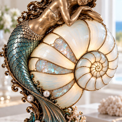 ✨🐚 Moon Tide Mermaid Nautilus Lamp