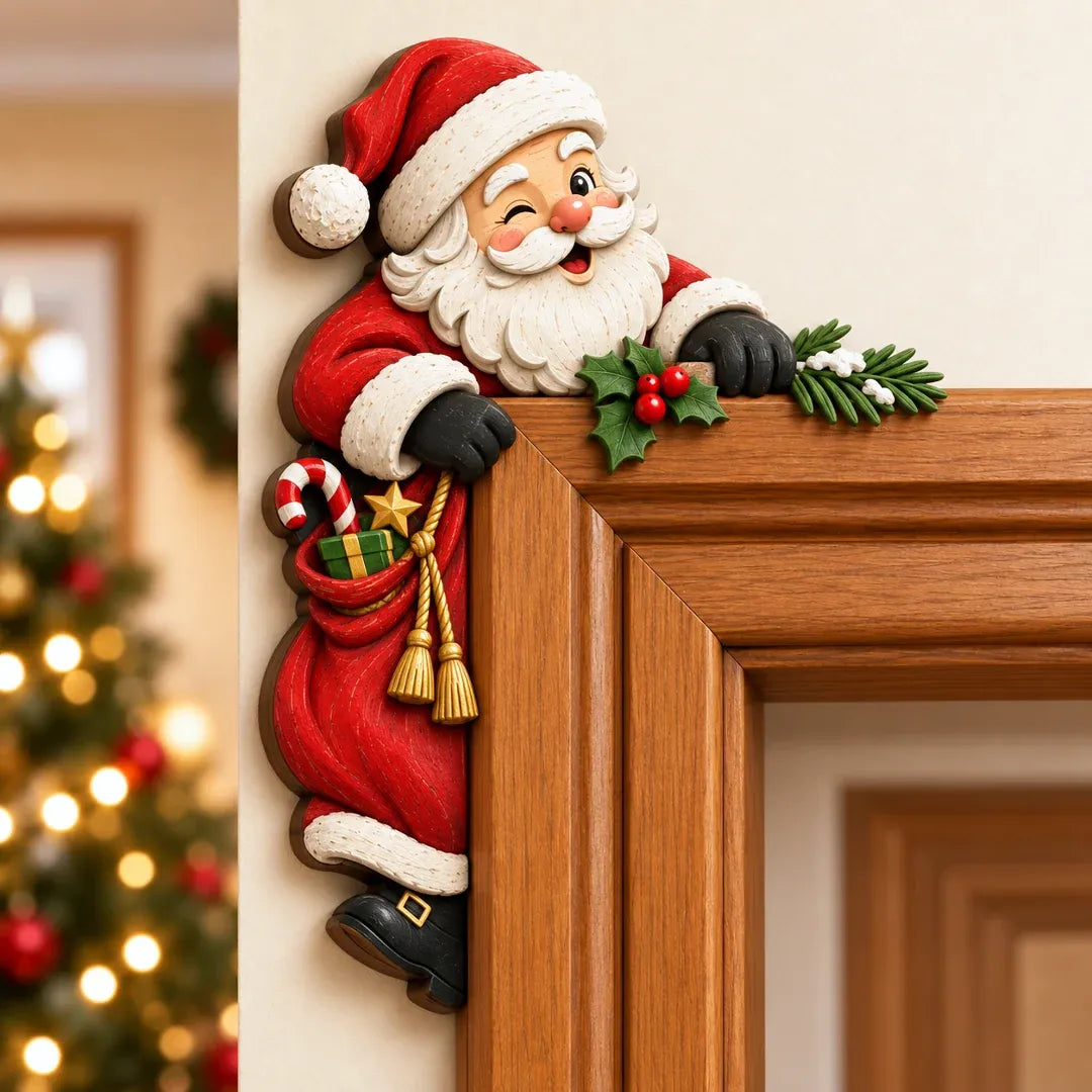 ⏰ LAST DAY 50% OFF 🎅 3D Sculpted Christmas Peekaboo Door Frame Corner Decor