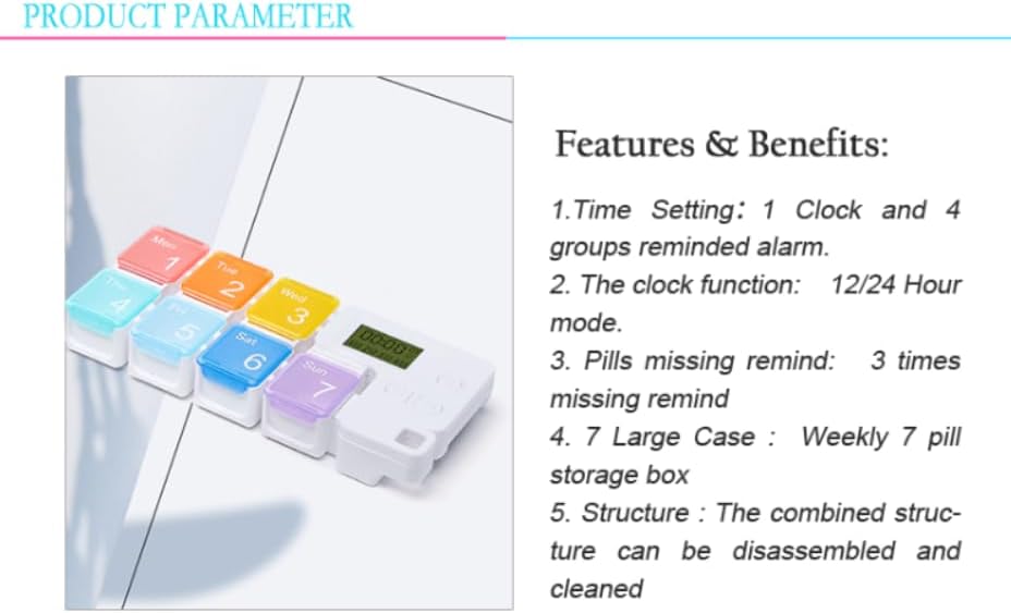 7-Day Pill Organizer with Alarm Reminder