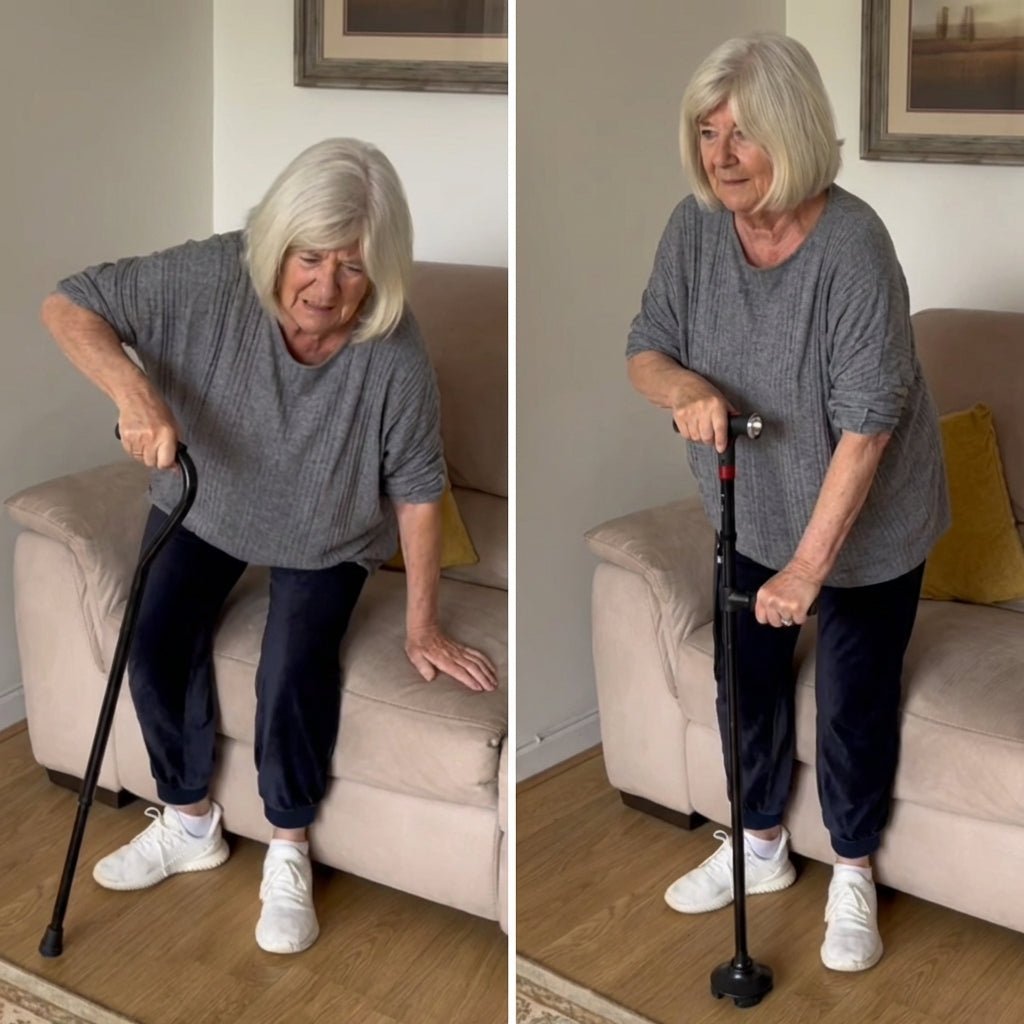 2026 New Smart Walking Cane, Upgrade Smart Walking Canes for Men Women with Alarm, with Light, Foldable Dual Handles, Adjustable Canes for Elderly