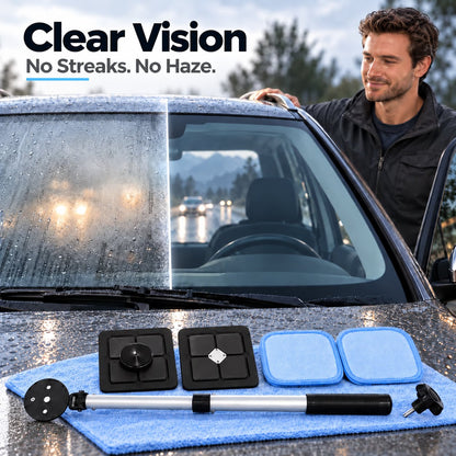 🔥Hot Sale 50% OFF🚗Dual Magnetic Car Windshield Cleaner | Streak-Free Auto Glass Cleaning Kit