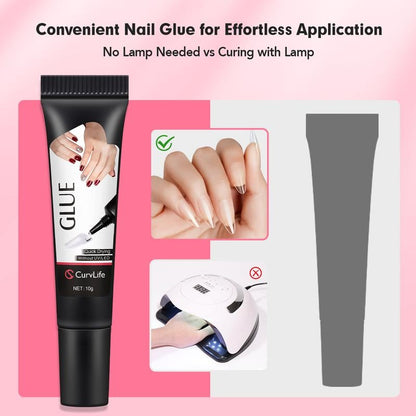 🔥 Last Day Limited Time Promotion🔥Newly Upgraded 10g Quick-Drying Semi-Solid Nail Glue with 10ml Remover – Long-Lasting Adhesive Gel