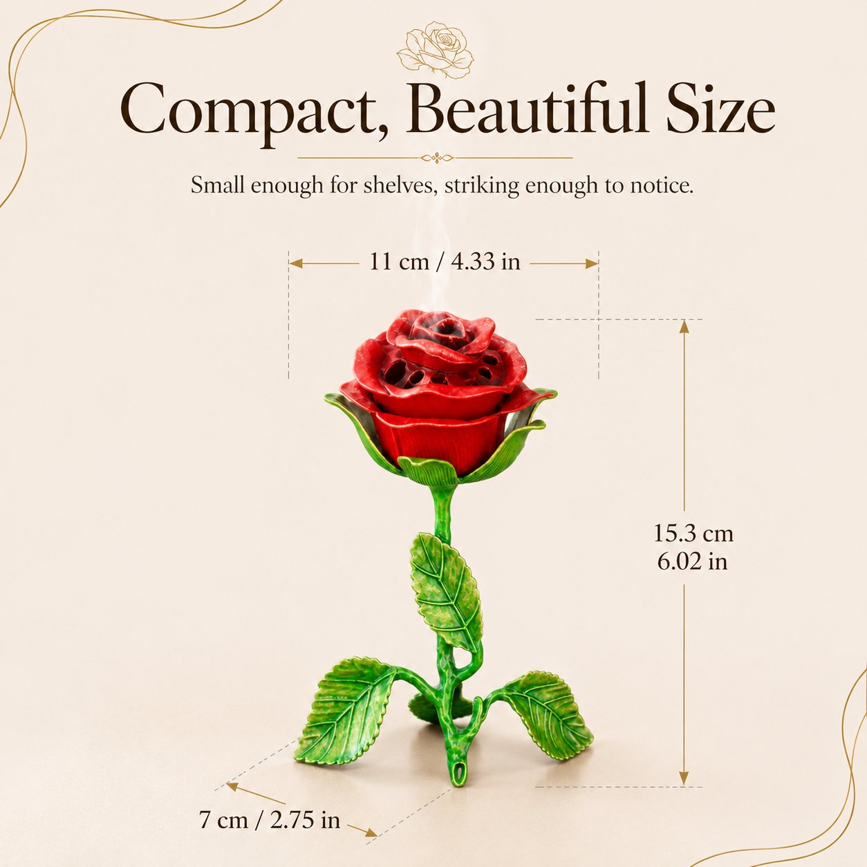 🌹 Vintage Floral Rose Incense Holder – Elegant Aromatherapy Décor for Meditation & Relaxation ✨