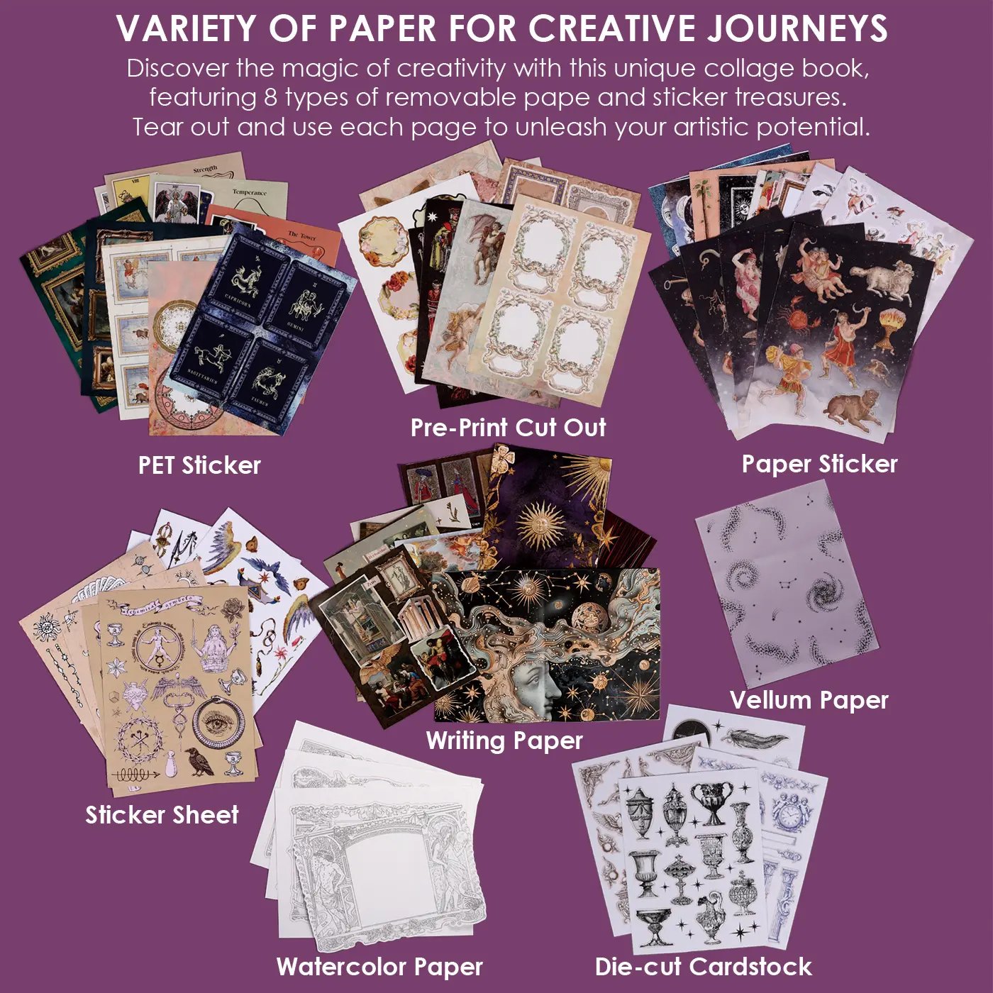 🧙🔮 Enchanted Worlds Collage & Creativity Book (200+ Hardcover Pages)📕