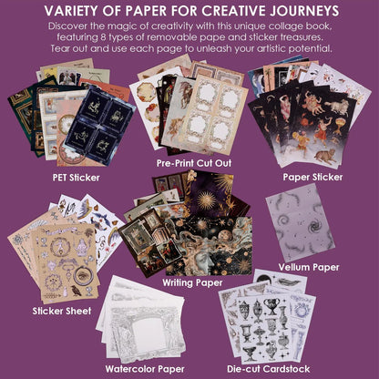 🧙🔮 Enchanted Worlds Collage & Creativity Book (200+ Hardcover Pages)📕
