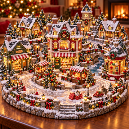 🔥 Last Day 50% OFF-🐱Glowing Christmas Cat Town 🎄 — A festive scene for cat lovers 🐈✨