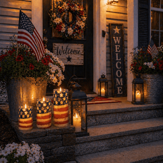 Patriotic LED Flameless Candles 3 Pack with Remote Timer 4th of July
