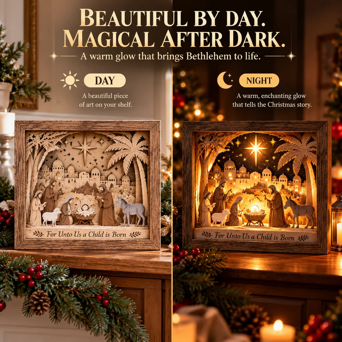 🔥Last Day 50% OFF-⭐ Bethlehem Light-up Nativity Shadow Box Diy Kit