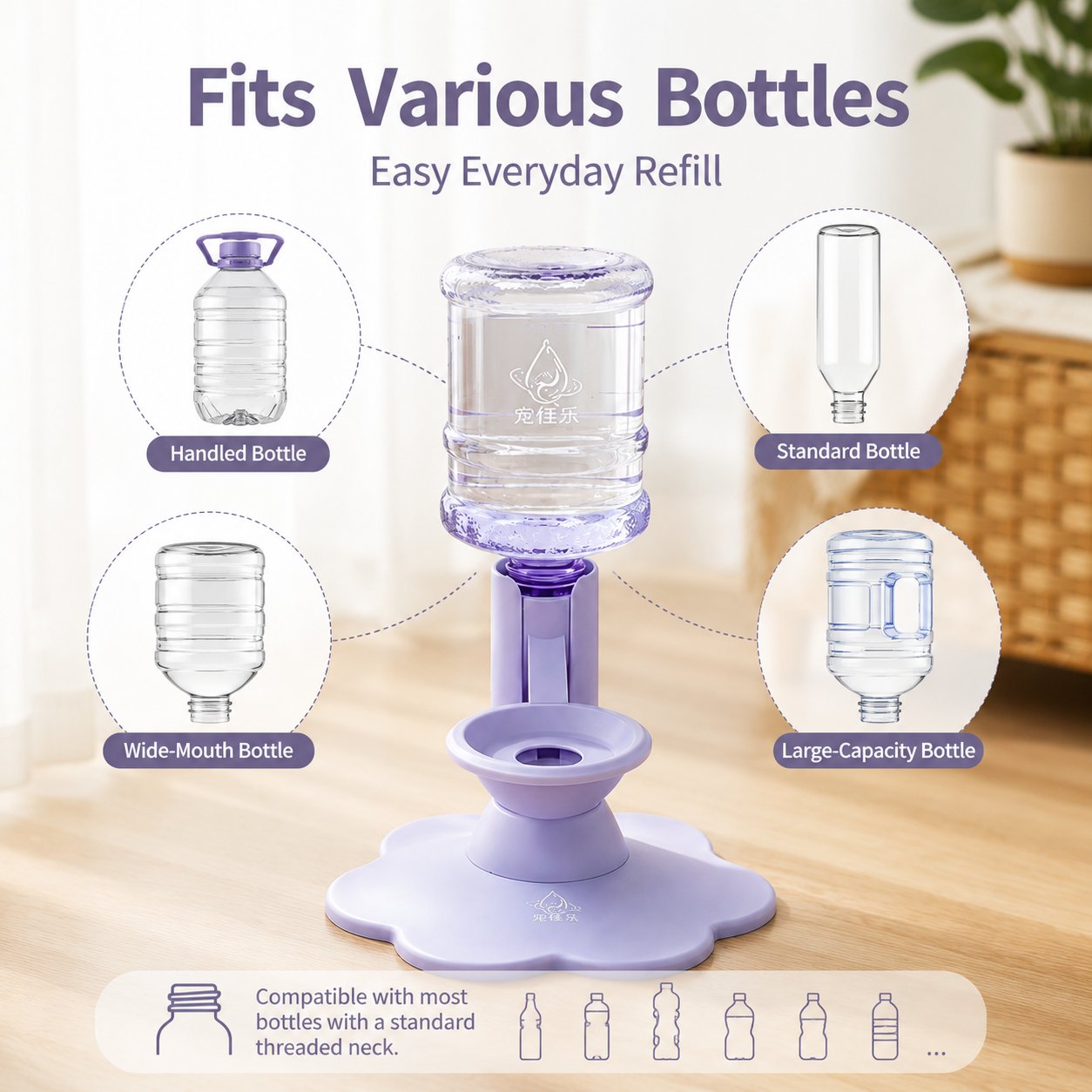 Gravity Pet Water Dispenser Stand - Spill-Proof