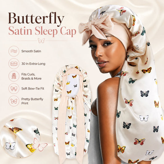 🦋Butterfly Satin Sleep Cap — ✨Give your hair a softer place to rest while you sleep