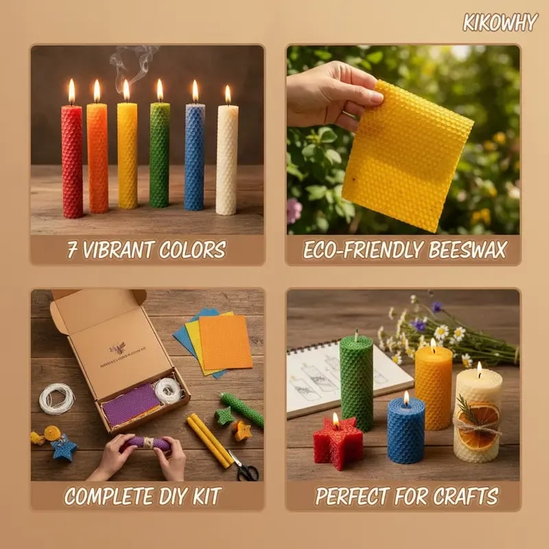🔥 LAST DAY 49% OFF-🕯️DIY Beeswax Candle Making Kit (12-Piece Set) – Create Your Own Cozy Glow!