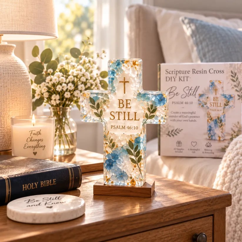 ✝️ Psalms of Comfort & Strength Resin Cross DIY Kit
