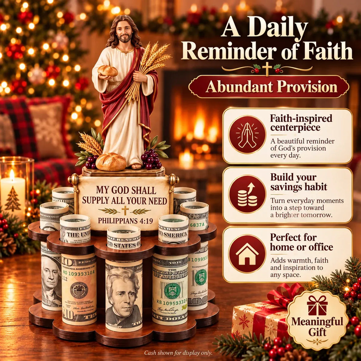 ⏳ Last Day 50% OFF-🙏 Bible Verse Savings Challenge Stand – Christian Cash Organizer & Faith-Inspired Gift