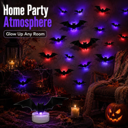 🎃Halloween Pre-sale🎃3D Bat Light Design LED Decorations 12pcs/24pcs Set