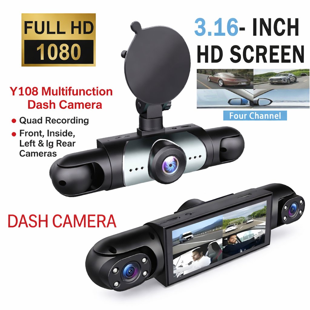 🚨[Best Seller] Stop Driving Blind! 4-Way Simultaneous Recording Dash Cam - 360° Full Coverage