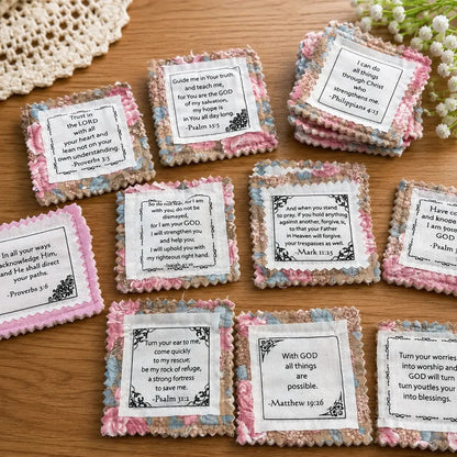 Pocket Prayers Fabric Panel – Create Meaningful Scripture Keepsakes With Bible Verse Fabric Squares 🙏✨