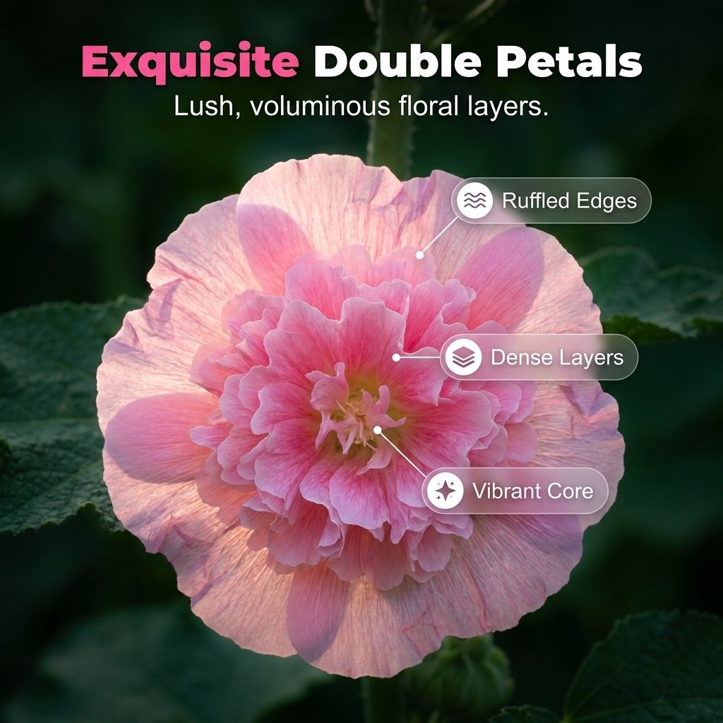 🌺Mixed Double Hollyhock Perennial Flower Seeds✨🌱Perennial Garden Flower