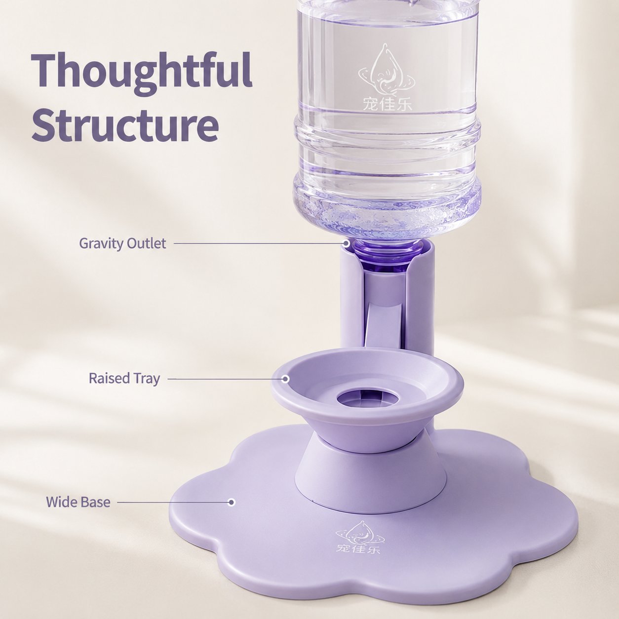 Gravity Pet Water Dispenser Stand - Spill-Proof
