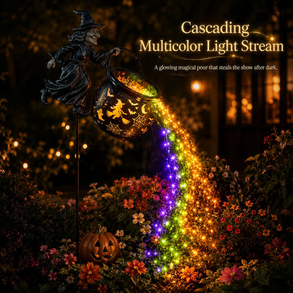 🧙🎃 Halloween Flying Witch Cauldron Garden Stake Light