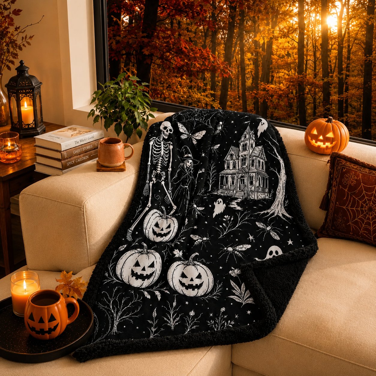 Trick Or Trace Halloween Coloring Blanket 🎃👻