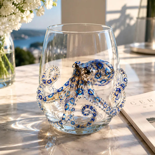 🔥Last Day 49% OFF🌊Handcrafted Blue Ringed Octopus Art Glass Cup