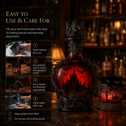 🦇🍺Gothic Vampire Castle Whisky Decanter & Tumbler - Gothic Bottle🔥