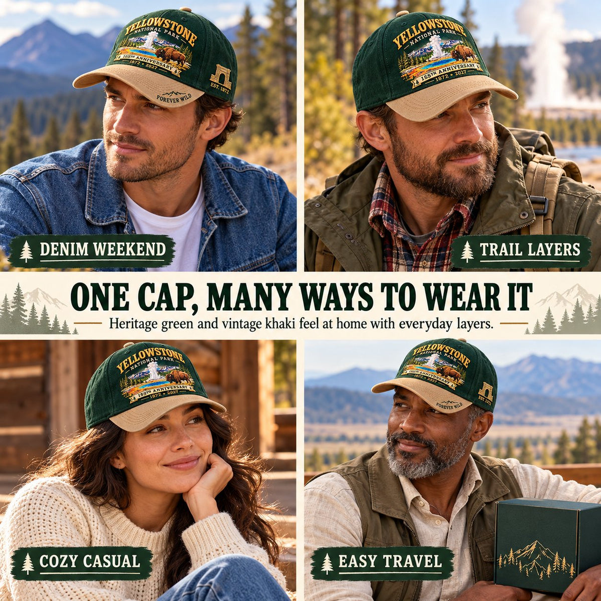⏳ Last Day 49% OFF – 🦬Yellowstone National Park 155th Anniversary Classic Cap
