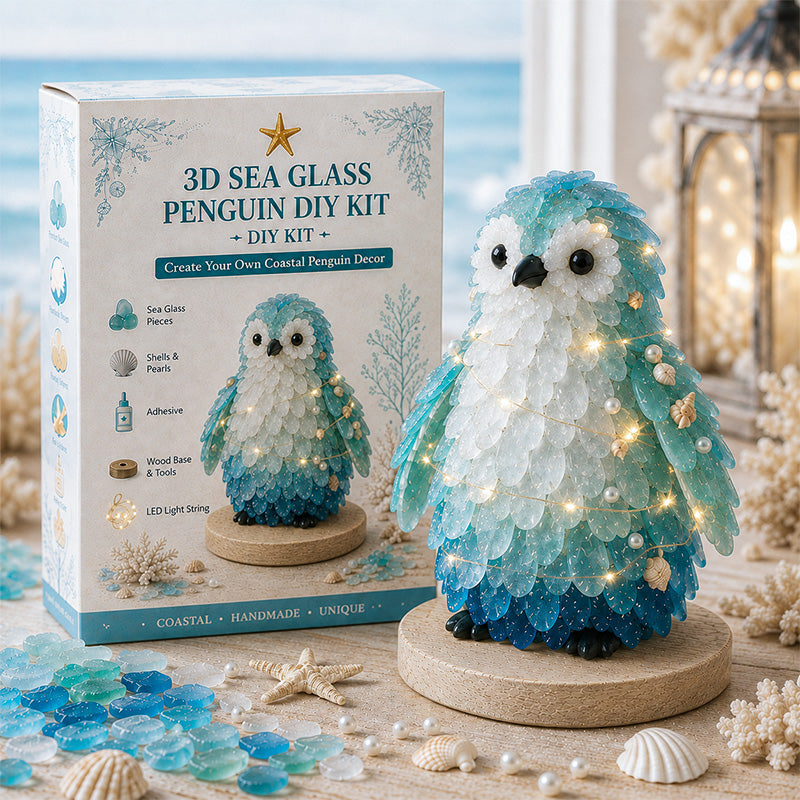 🌊🐚 DIY Ocean Sea Glass Art Kit – Handmade Light-Up Decorative Sculpture