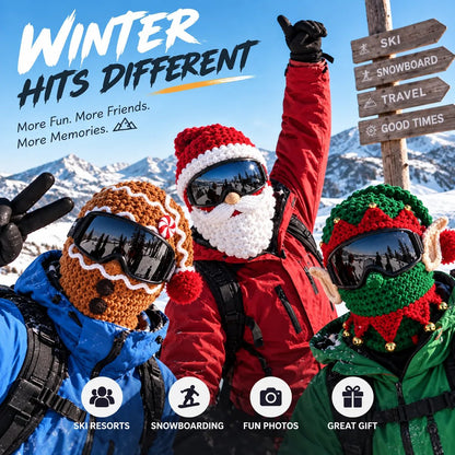 🎄 3D Christmas Knit Ski Mask | 3 Festive Character Styles for Winter Fun ❄️