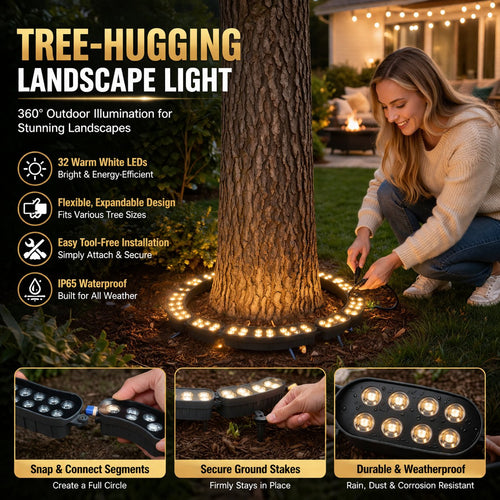 🌳 Solar LED Ring Tree Spotlight for Outdoor Landscape Lighting