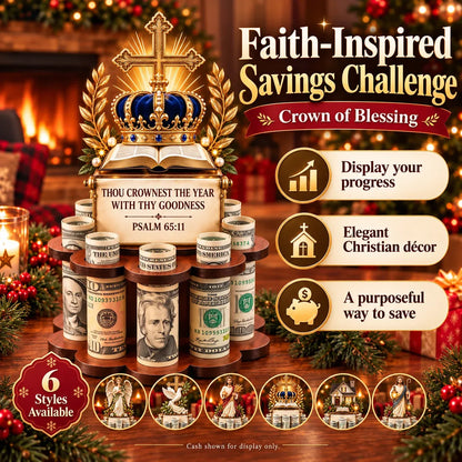 ⏳ Last Day 50% OFF-🙏 Bible Verse Savings Challenge Stand – Christian Cash Organizer & Faith-Inspired Gift