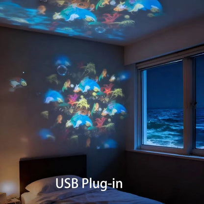 Multi-Themes Dynamic Rotating Ocean Projection Night Light