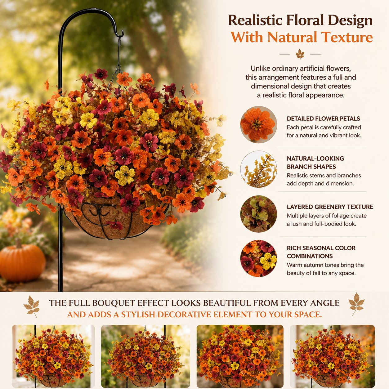 🍂Artificial Fall Eucalyptus & Violet Flower Arrangement — Bring The Warm Beauty Of Autumn Into Your Home