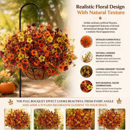 🍂Artificial Fall Eucalyptus & Violet Flower Arrangement — Bring The Warm Beauty Of Autumn Into Your Home