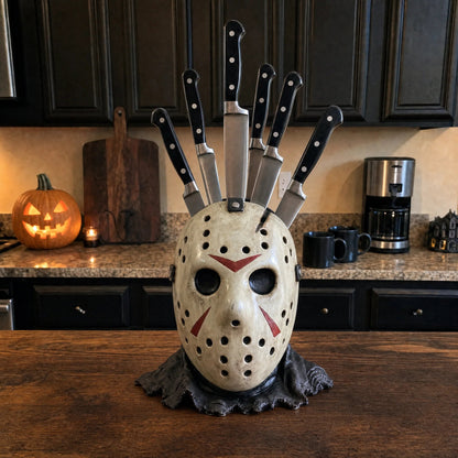🎃 Halloween Flash Sale 50% OFF – Horror Mask Knife Block for Kitchen Decor