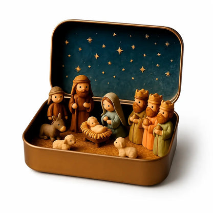 ✨Last Day 49% OFF-✝️ Mini Nativity Scene Keepsake Tin — Pocket-Sized Christmas Holy Family Set