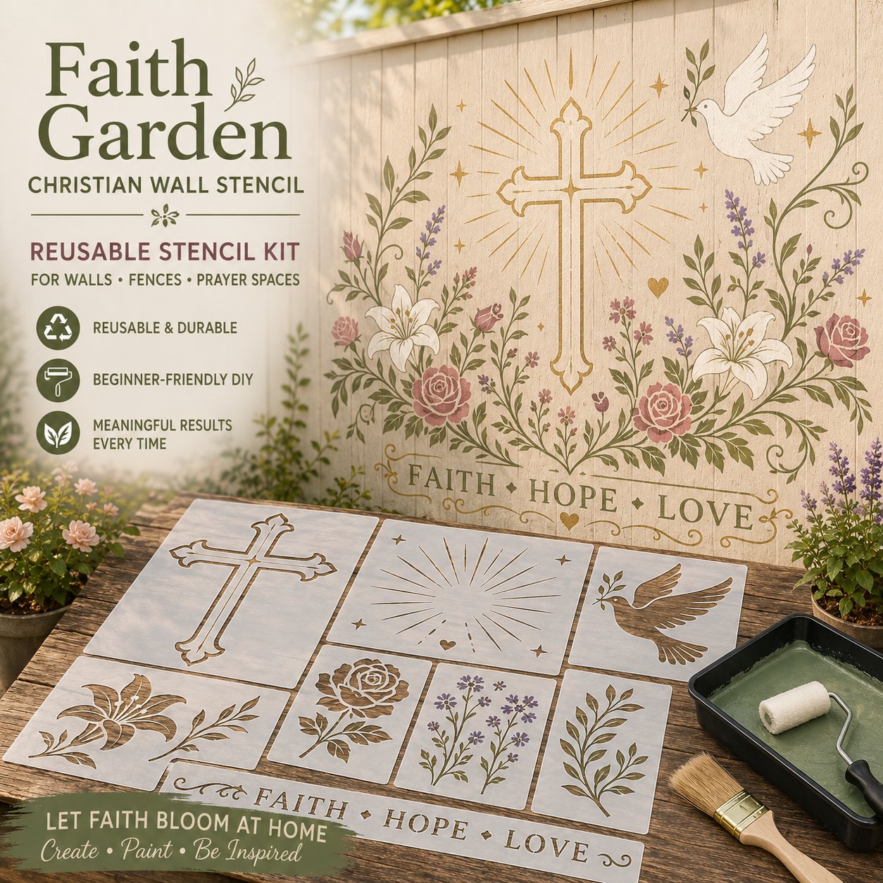 💥 LAST DAY 49% OFF – 🌿 Garden Wall StencilTM Collection | 9 Reusable Mural Designs for Walls, Fences, Porches & Creative Outdoor Makeovers 🎨✨
