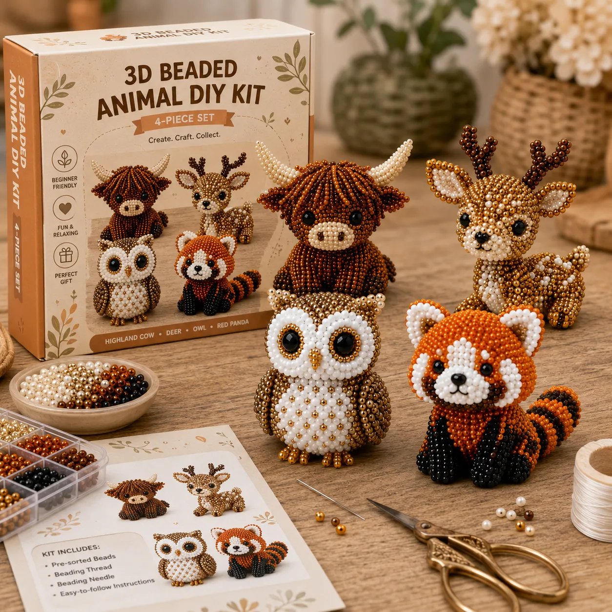 🔥Last Day 49% OFF🧵✨ Tiny 3D Beaded Animal DIY Kit