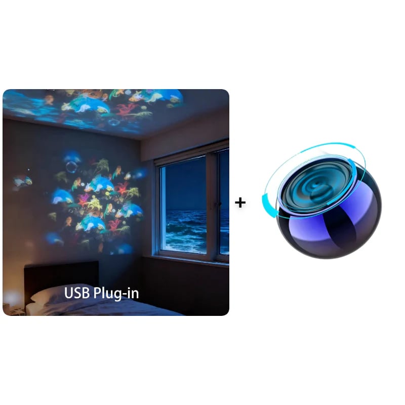 Multi-Themes Dynamic Rotating Ocean Projection Night Light