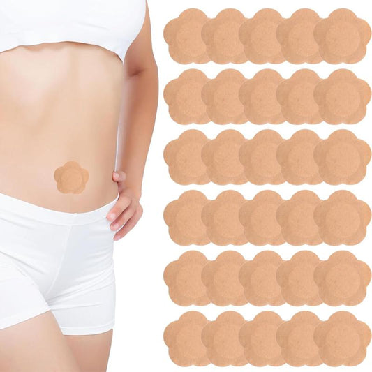 🎉30pcs Castor Oil Pack Wrap for Belly Button, Self-Adhesive Castor Oil Patches Cover Patch Organic Disposable Spunlace Cloth Highly Absorbent Pad with Cotton, Oil Not Included (Skin Color)