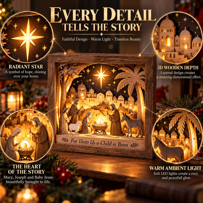 🔥Last Day 50% OFF-⭐ Bethlehem Light-up Nativity Shadow Box Diy Kit