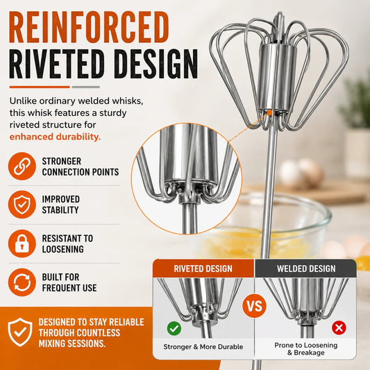 🥄✨ Stainless Steel Hand-Push Rotary Whisk – Effortless Mixing in Seconds!
